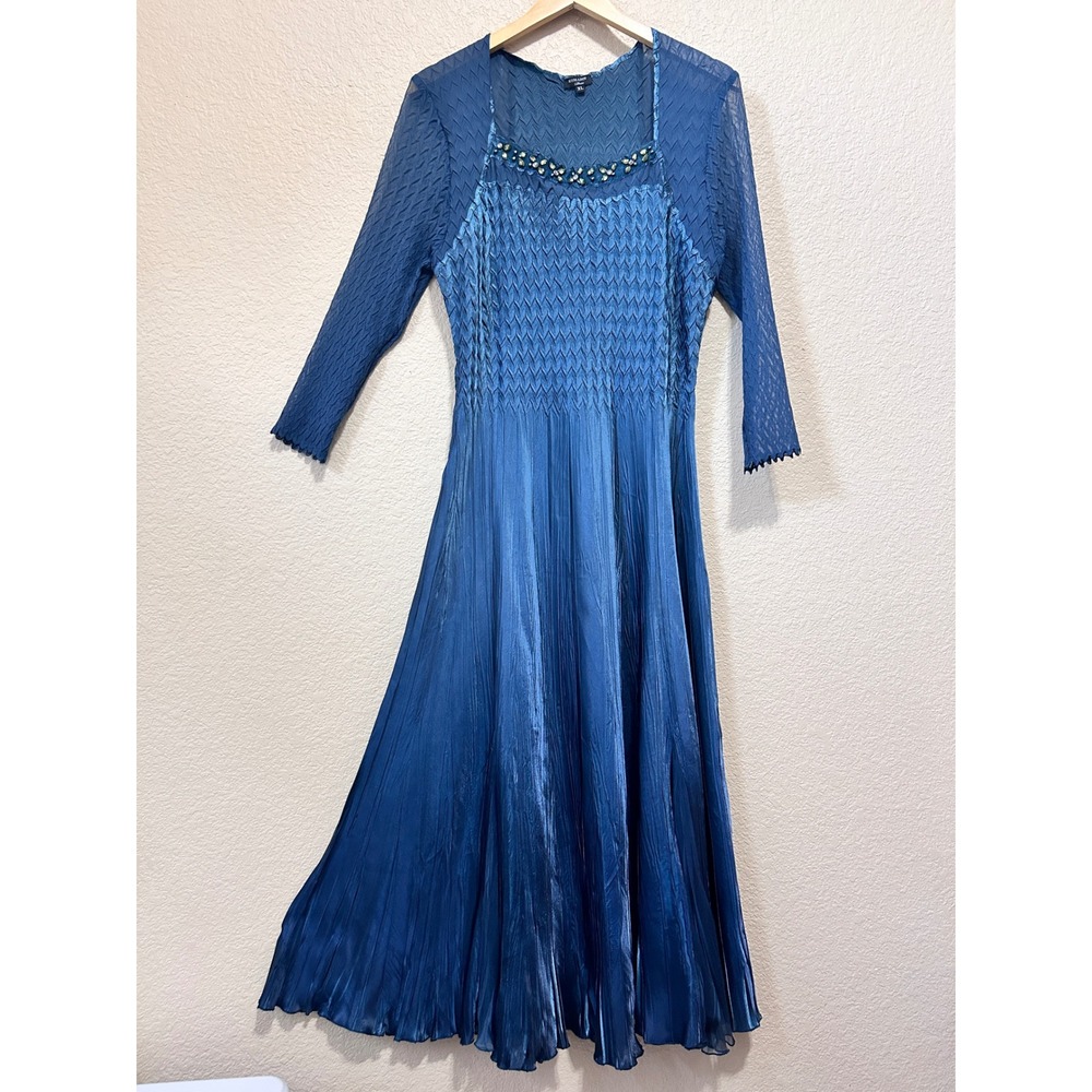 Komarov XL Beaded Dress Teal Blue medieval fairy princess whimsigoth wedding